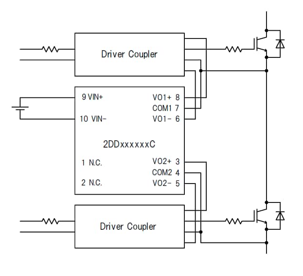 Application Circuit Diagram - Tamura 2DD DC-DC Converters for Gate Drive